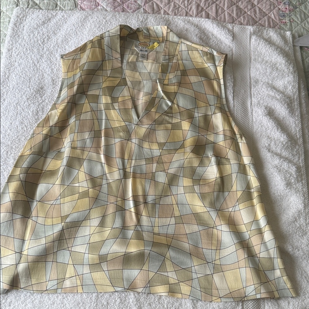 Talbots Silk Blouse in Cream and Black